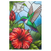 Glass Patchwork Hummingbird Garden Floral Mosaic