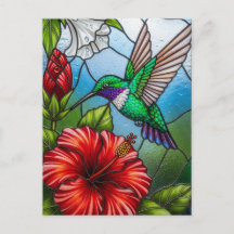 Glass Patchwork Hummingbird Garden Floral Mosaic