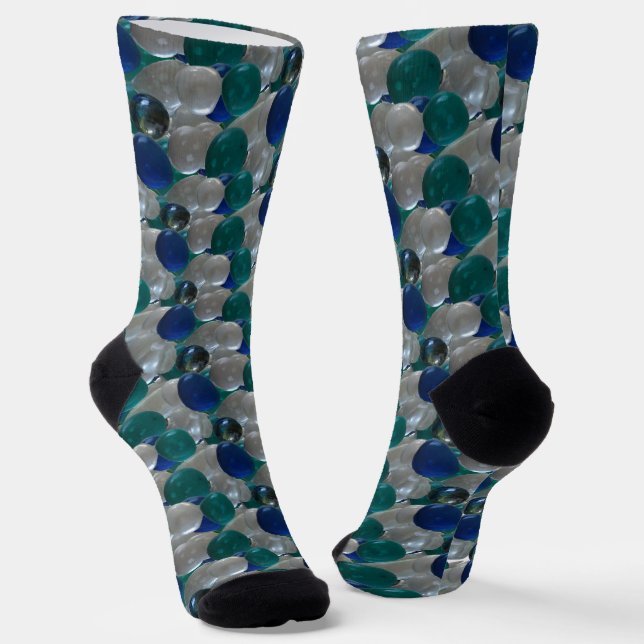 Glass Pebbles Pattern Crew Socks (Angled)