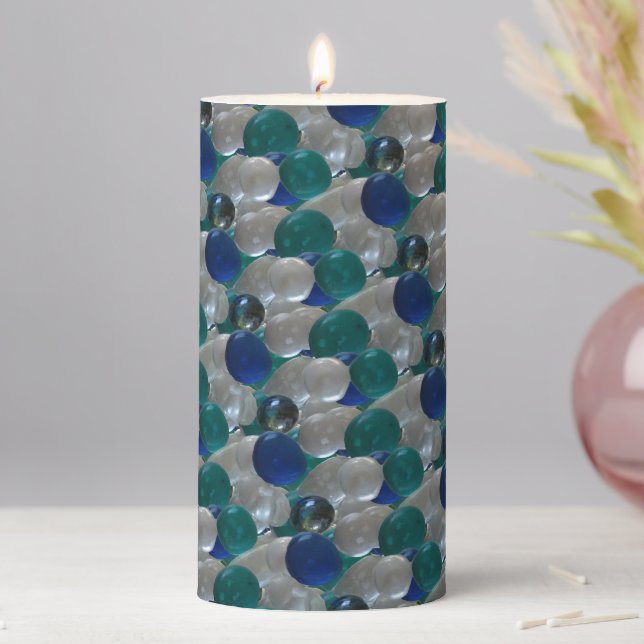 Glass Pebbles Pattern Pillar Candle (In Situ)