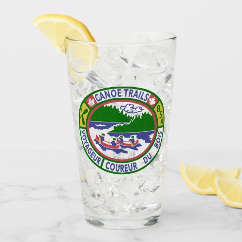 Glass Pint Glass with Canoe Trails Coed Patch