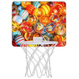 Glass playing marbles colorful old school mini basketball hoop