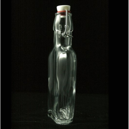 Glass Pocket Hip Flask w/Leak-Proof Rubber Seal (Side)