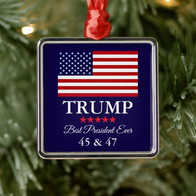 GLASS PRESIDENT DONALD TRUMP CHRISTMAS ORNAMENT (Tree)