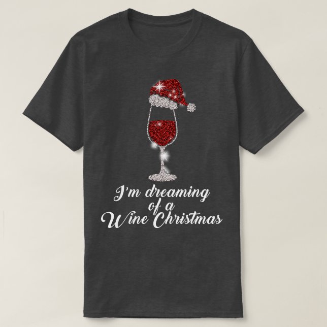 Glass Red Wine Santas Hat Xmas Christmas 1 T-Shirt (Design Front)