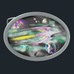 Glass Rocket Belt Buckle<br><div class="desc">Zooming through space on a burning torch of flame is the Glass Rocket. A classic Science Fiction theme to inspire a sense of wonder and adventure. This belt buckle shows the galaxy who’s the most daring explorer of outer space… you! Based on a digital color remake of an earlier pen...</div>