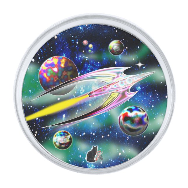 Glass Rocket Lapel Pin (Front)