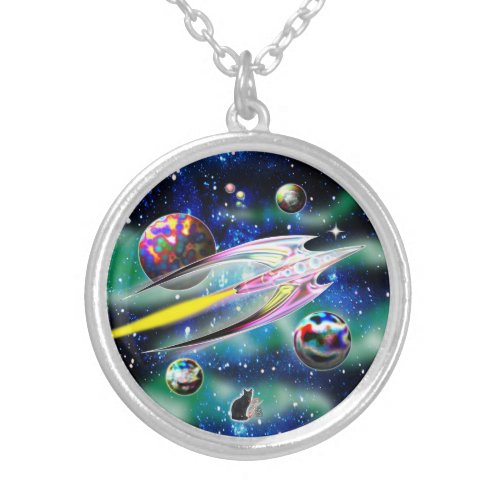 Glass Rocket Silver Plated Necklace