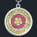 Glass Rose Necklace<br><div class="desc">A virtual stained glass design featuring the english rose, sometimes known as the tudor rose.</div>