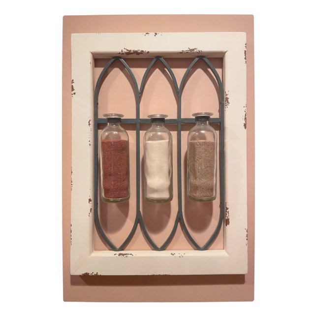 Glass Sand Bottles Metal Wall Art (Front)