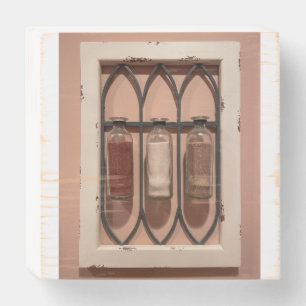 Glass Sand Bottles  Wooden Box Sign