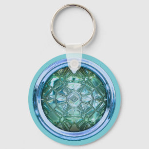 Glass sewing button keychain