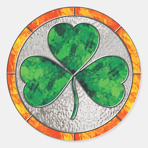 Glass Shamrock Classic Round Sticker