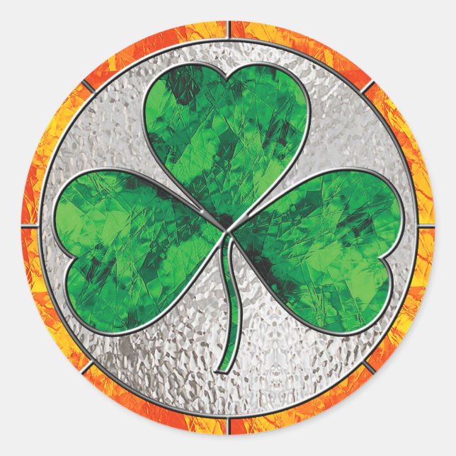 Glass Shamrock Classic Round Sticker (Front)