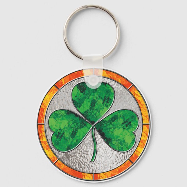 Glass Shamrock Keychain (Front)