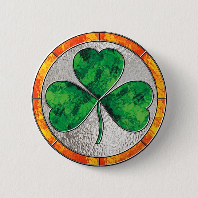 Glass Shamrock Pinback Button (Front)