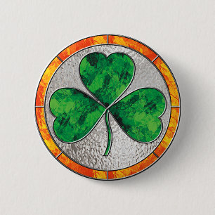 Glass Shamrock Pinback Button