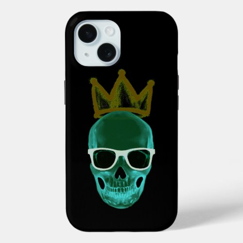 Glass skull and crown iPhone 15 case