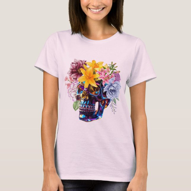 Glass Skull with Spring Flowers   WOMEN'S T SHIRT (Front)