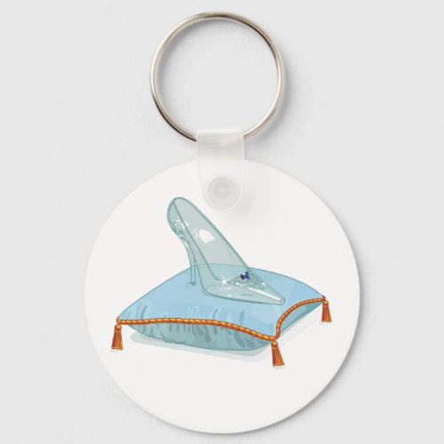 Glass Slipper On A Pillow Keychain