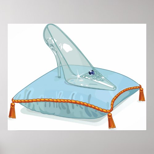 Glass Slipper On A Pillow Poster