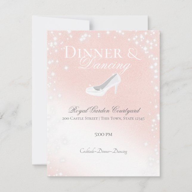 Glass Slipper Wedding Reception Information Save The Date (Front)