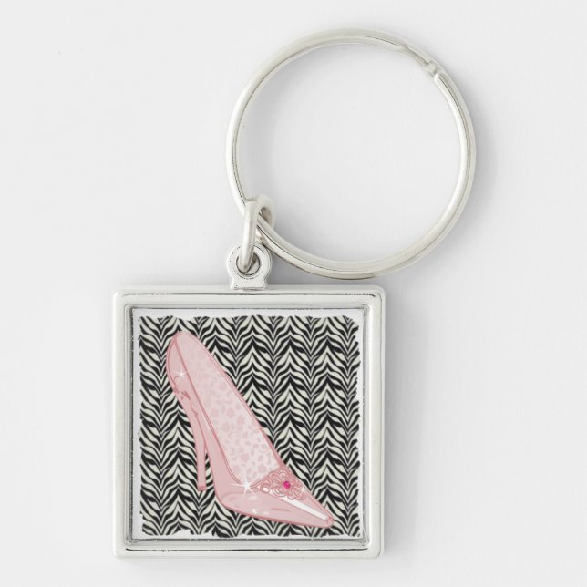 Glass Slipper Zebra Keychain (Front)