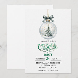 Glass Snow Globe Bauble Christmas Party Invite