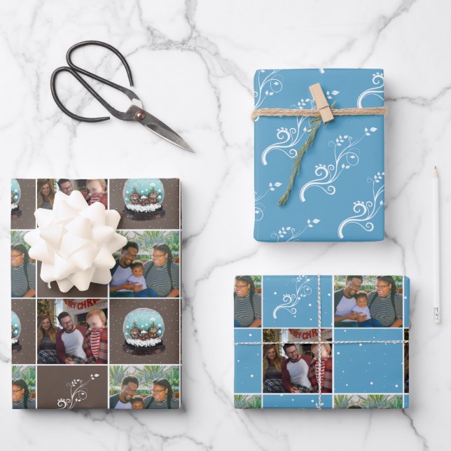 Glass Snowball Winter Village Christmas 2 Photos Wrapping Paper Sheets (Front)