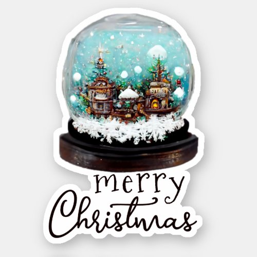 Glass Snowball Winter Village Christmas  Sticker