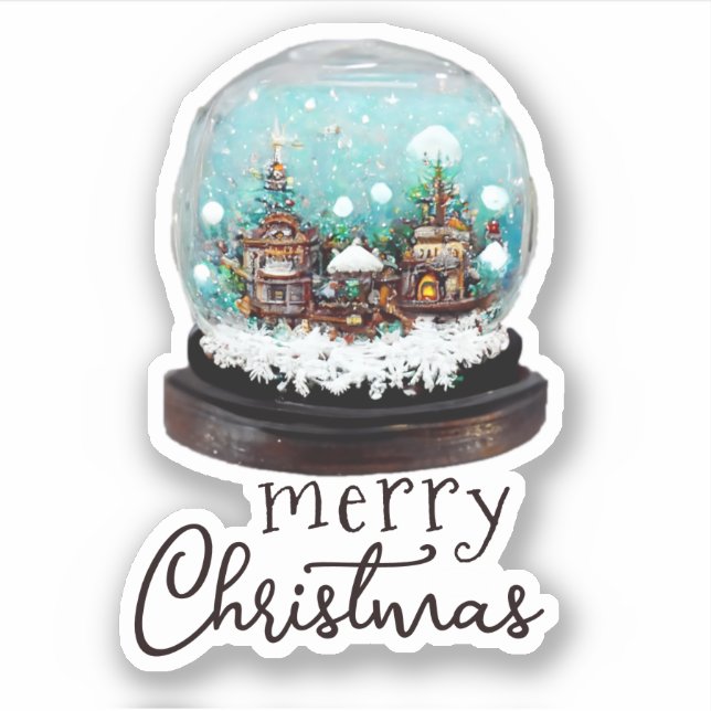 Glass Snowball Winter Village Christmas  Sticker (Front)