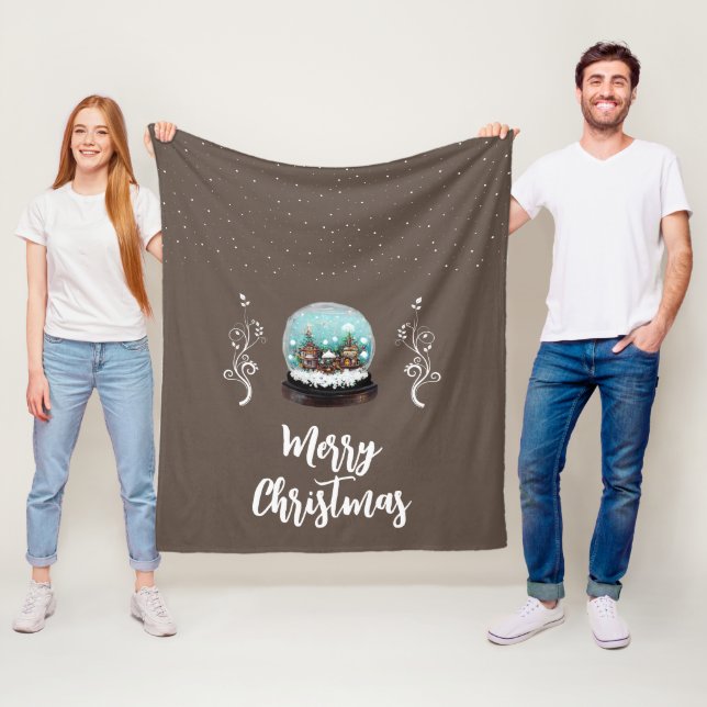 Glass Snowball Winter Village Foliage Christmas  Fleece Blanket (In Situ)