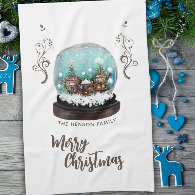Glass Snowball Winter Village Foliage Christmas Kitchen Towel (Creator Uploaded)