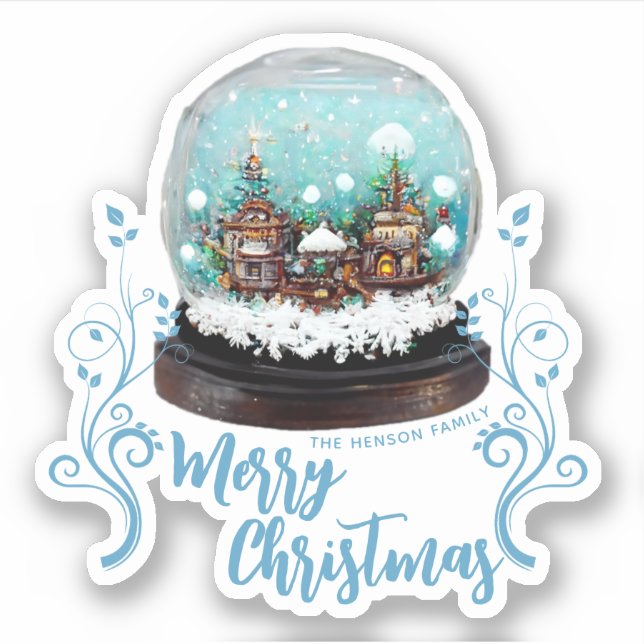 Glass Snowball Winter Village Foliage Christmas Sticker (Front)