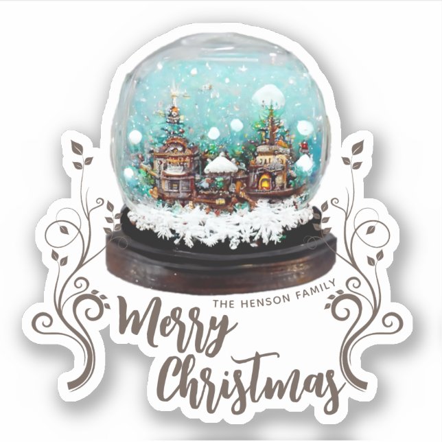 Glass Snowball Winter Village Foliage Christmas  Sticker (Front)
