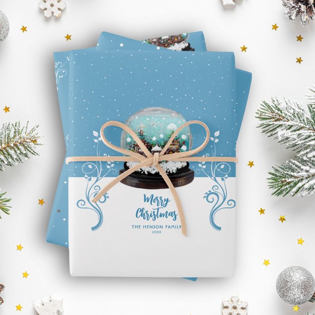 Glass Snowball Winter Village Foliage Christmas Wrapping Paper Sheets (Creator Uploaded)