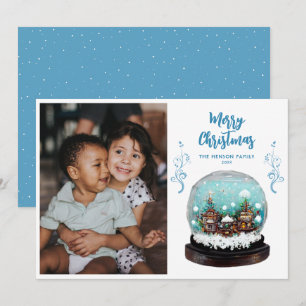 Glass Snowball Winter Village Photo Christmas Holiday Card