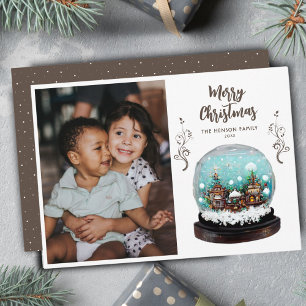 Glass Snowball Winter Village Photo Christmas Holiday Card
