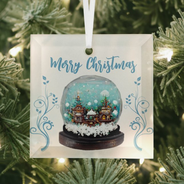 Glass Snowball Winter Village Snowflakes  Glass Ornament (Insitu)