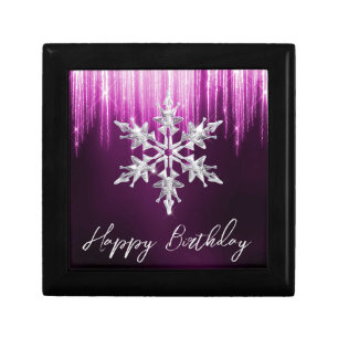 Glass Snowflake on purple Winter Icicles Birthday Gift Box
