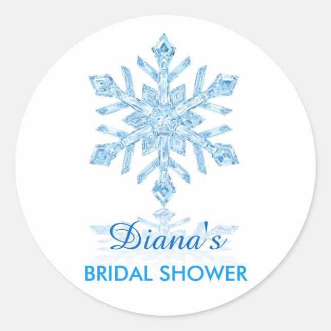 Glass Snowflake Winter Bridal Shower Favor Sticker (Front)