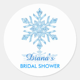 Glass Snowflake Winter Bridal Shower Favor Sticker