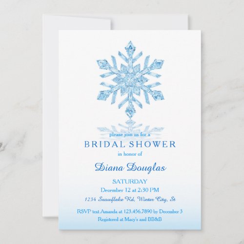 Glass Snowflake Winter Bridal Shower Invitation