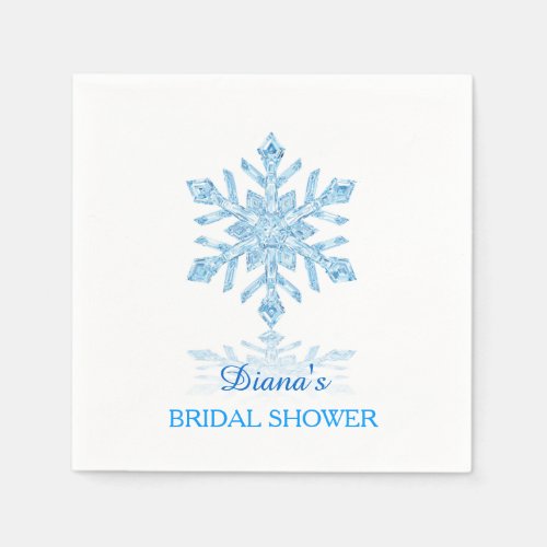 Glass Snowflake Winter Bridal Shower Paper Napkin