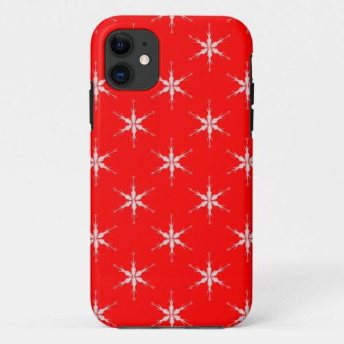 Glass Snowflakes On Red Background iPhone 11 Case