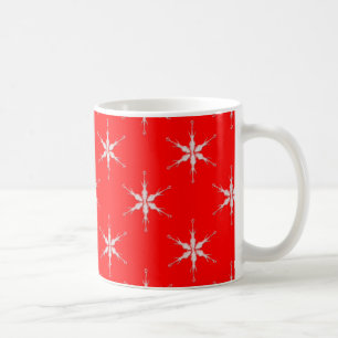 Glass Snowflakes On Red Background Coffee Mug