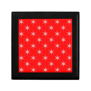 Glass Snowflakes On Red Background Keepsake Box