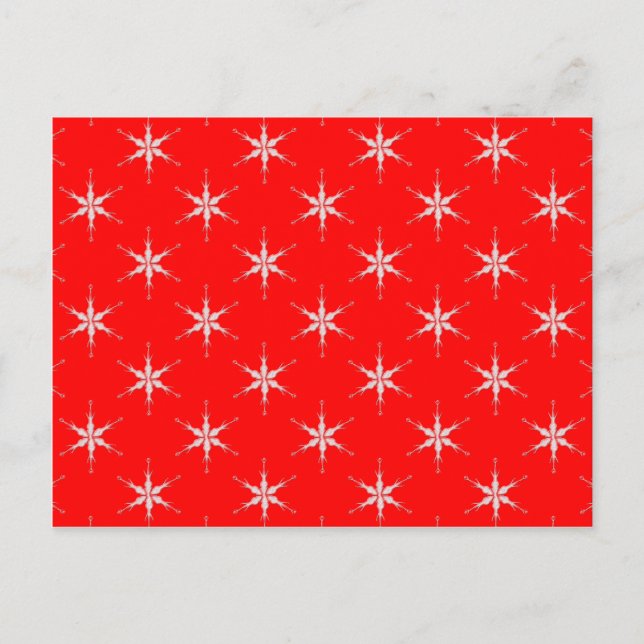 Glass Snowflakes On Red Background Postcard (Front)