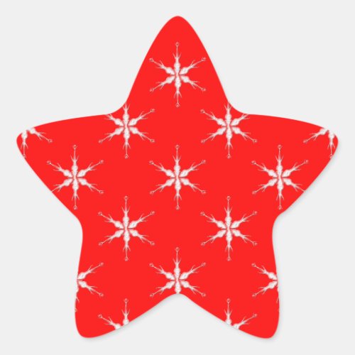 Glass Snowflakes On Red Background Star Sticker