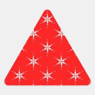 Glass Snowflakes On Red Background Triangle Sticker